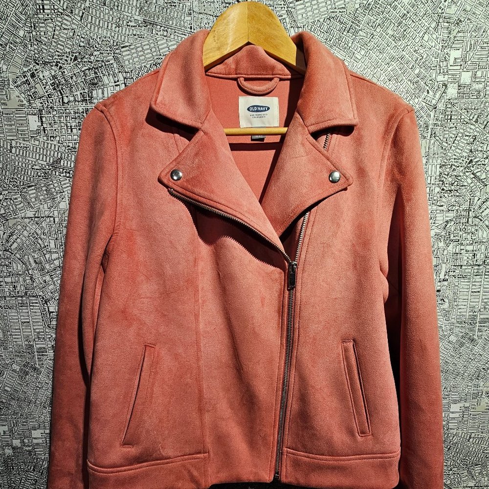 Old Navy Pink Suede Moto Jacket- Medium